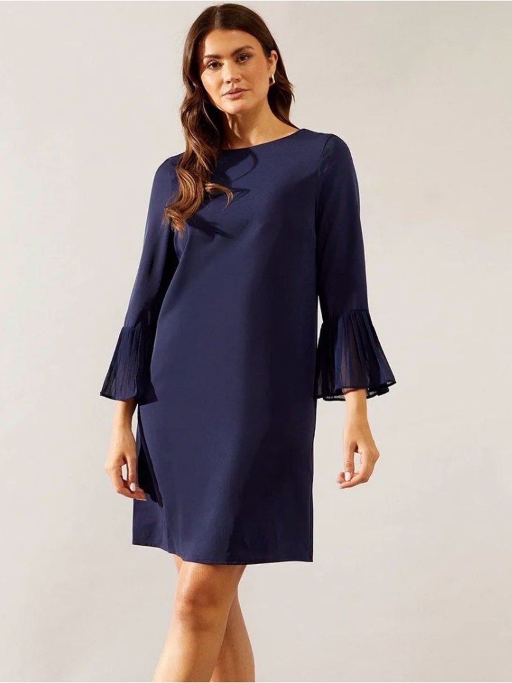 🩷 Old Navy Navy Blue Long Sleeve Shift Dress with Ruffle Sleeves Size Medium🩷